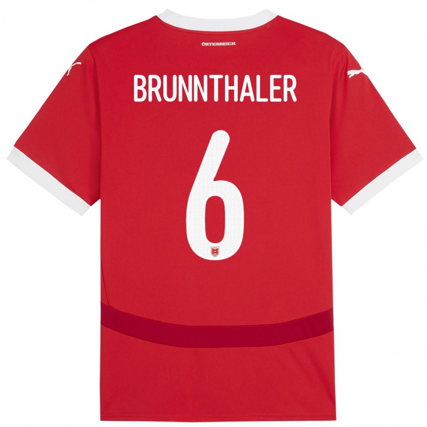 Kids Football Austria Melanie Brunnthaler #6 Red Home Jersey 24-26 T-Shirt Uk