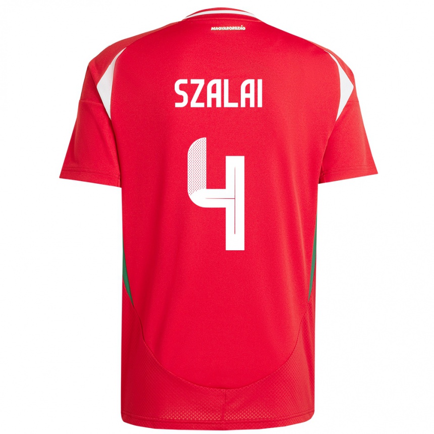 Kids Football Hungary Attila Szalai #4 Red Home Jersey 24-26 T-Shirt Uk