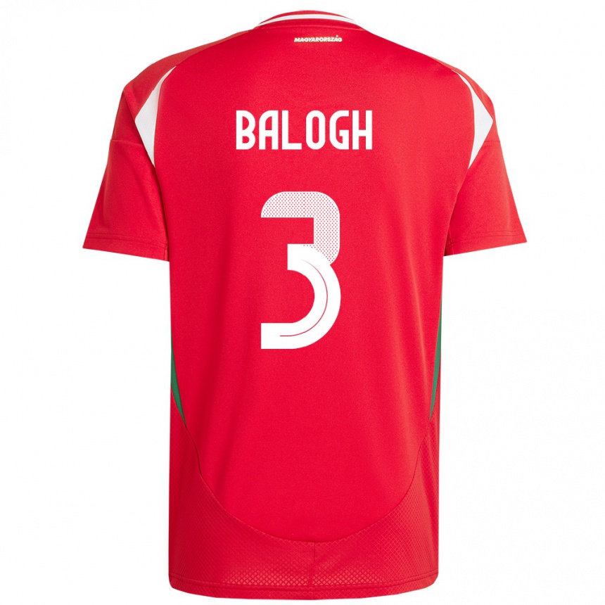 Kids Football Hungary Botond Balogh #3 Red Home Jersey 24-26 T-Shirt Uk