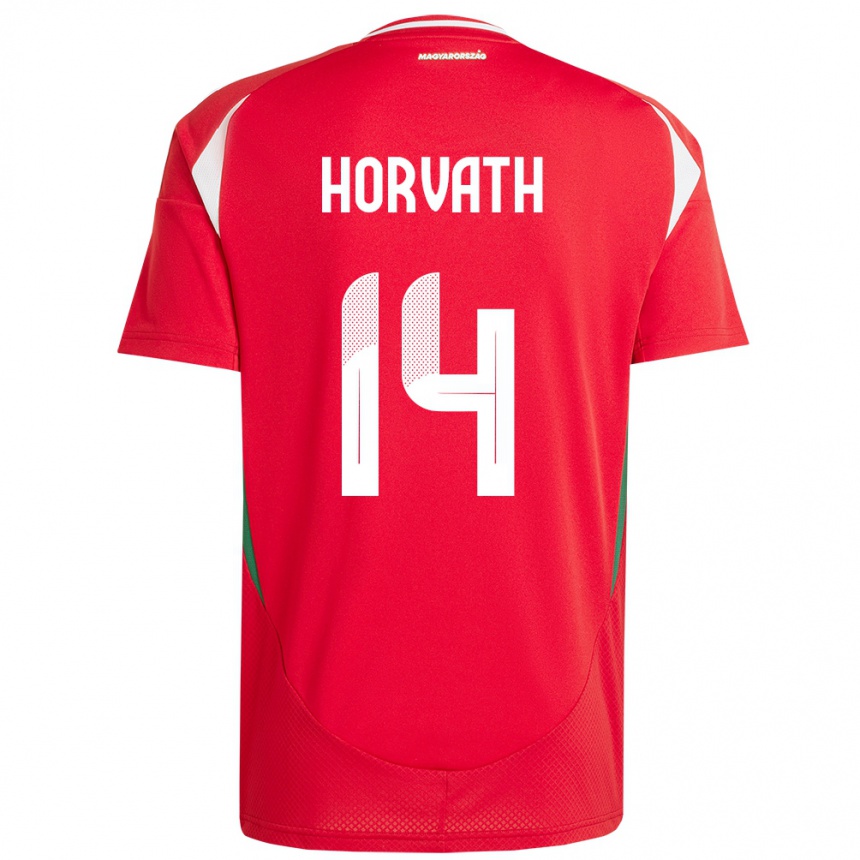 Kids Football Hungary Artúr Horváth #14 Red Home Jersey 24-26 T-Shirt Uk