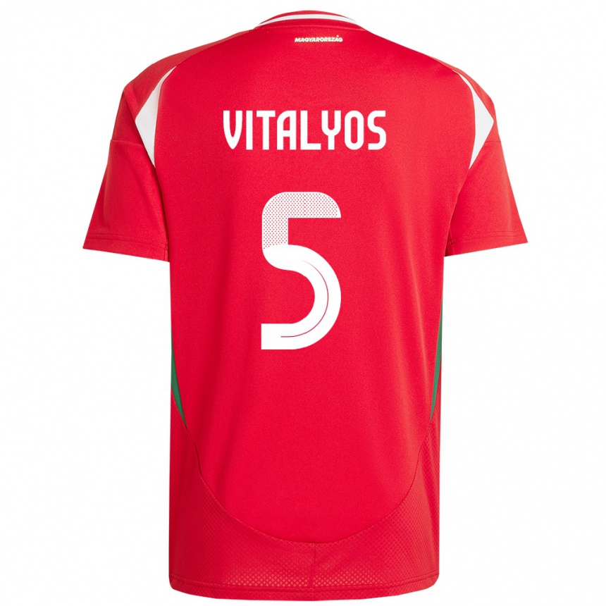 Kids Football Hungary Viktor Vitályos #5 Red Home Jersey 24-26 T-Shirt Uk