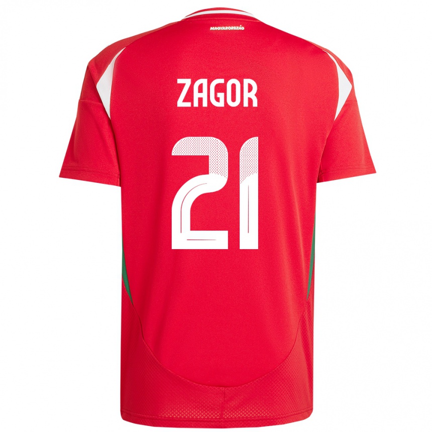 Kids Football Hungary Bernadett Zágor #21 Red Home Jersey 24-26 T-Shirt Uk