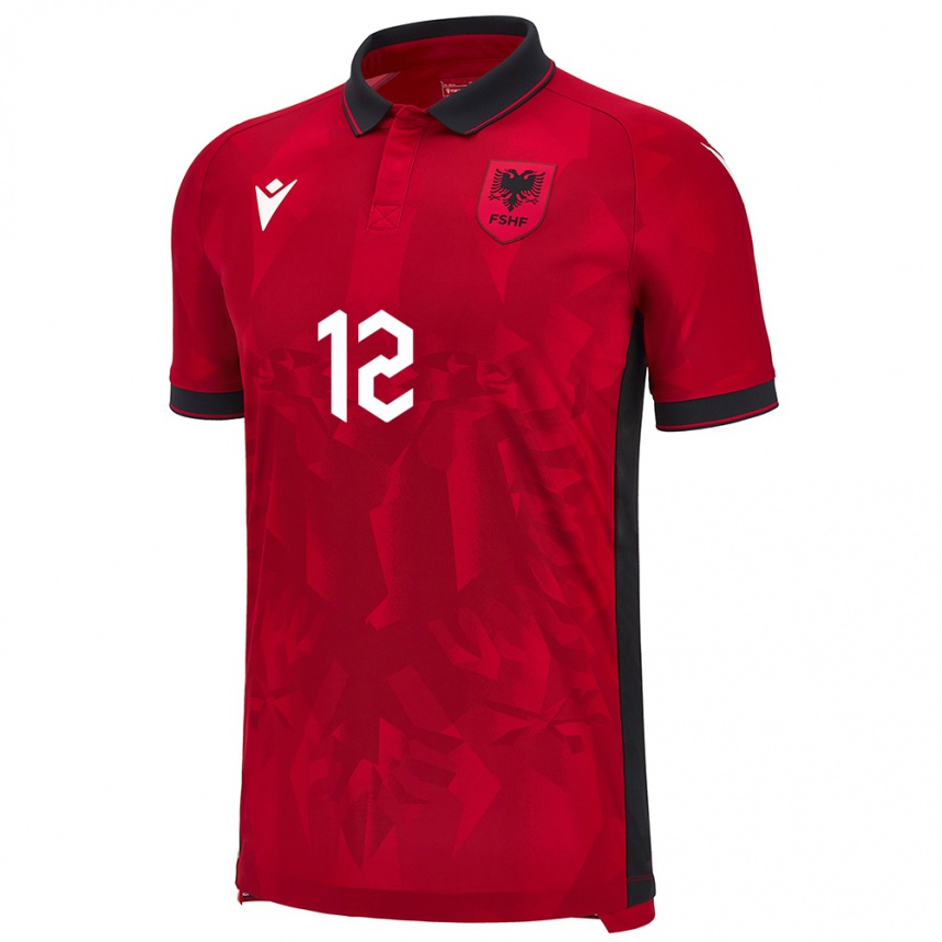 Kids Football Albania Darius Zadeja #12 Red Home Jersey 24-26 T-Shirt Uk