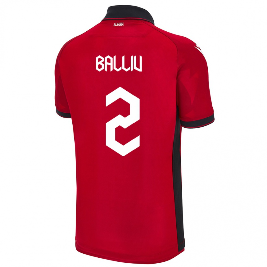 Kids Football Albania Iván Balliu #2 Red Home Jersey 24-26 T-Shirt Uk