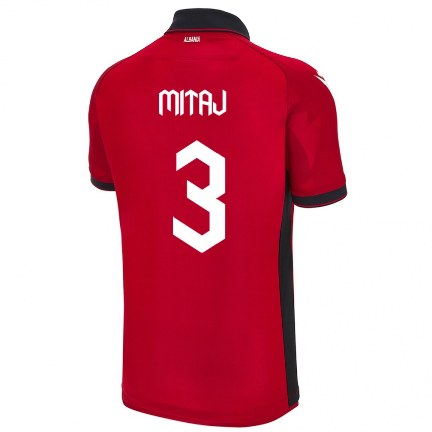 Kids Football Albania Mario Mitaj #3 Red Home Jersey 24-26 T-Shirt Uk