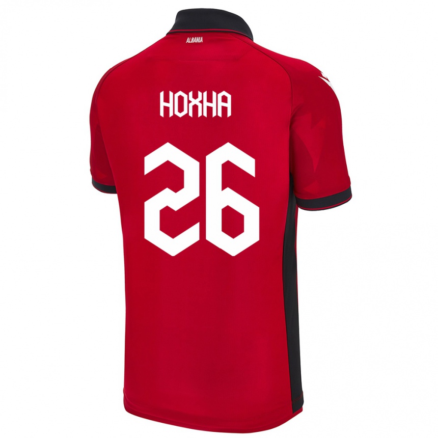 Kids Football Albania Arbër Hoxha #26 Red Home Jersey 24-26 T-Shirt Uk