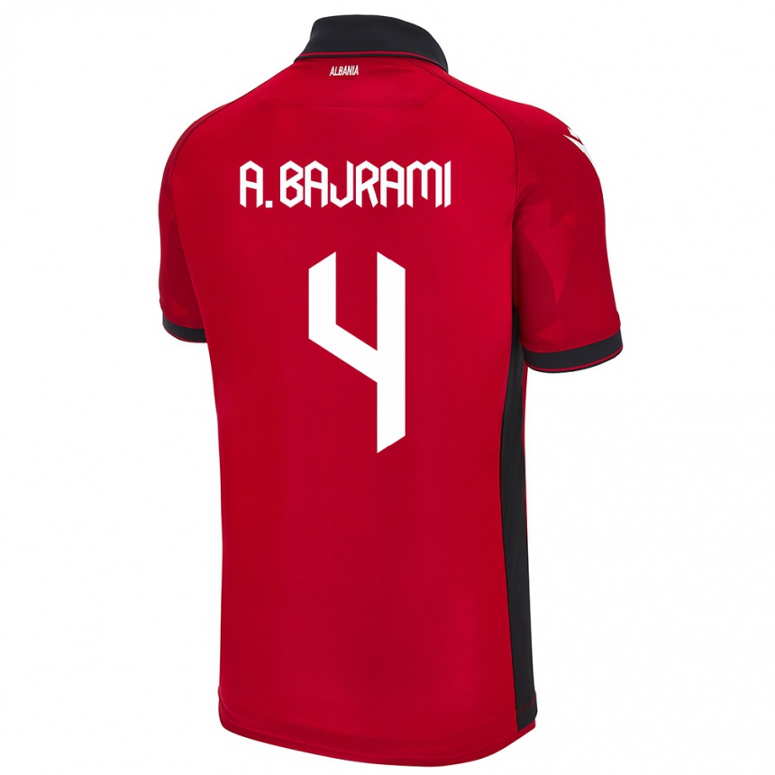 Kids Football Albania Adrian Bajrami #4 Red Home Jersey 24-26 T-Shirt Uk