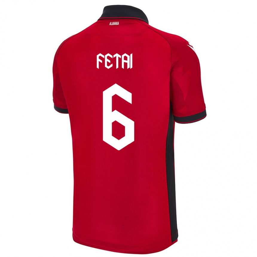 Kids Football Albania Feta Fetai #6 Red Home Jersey 24-26 T-Shirt Uk