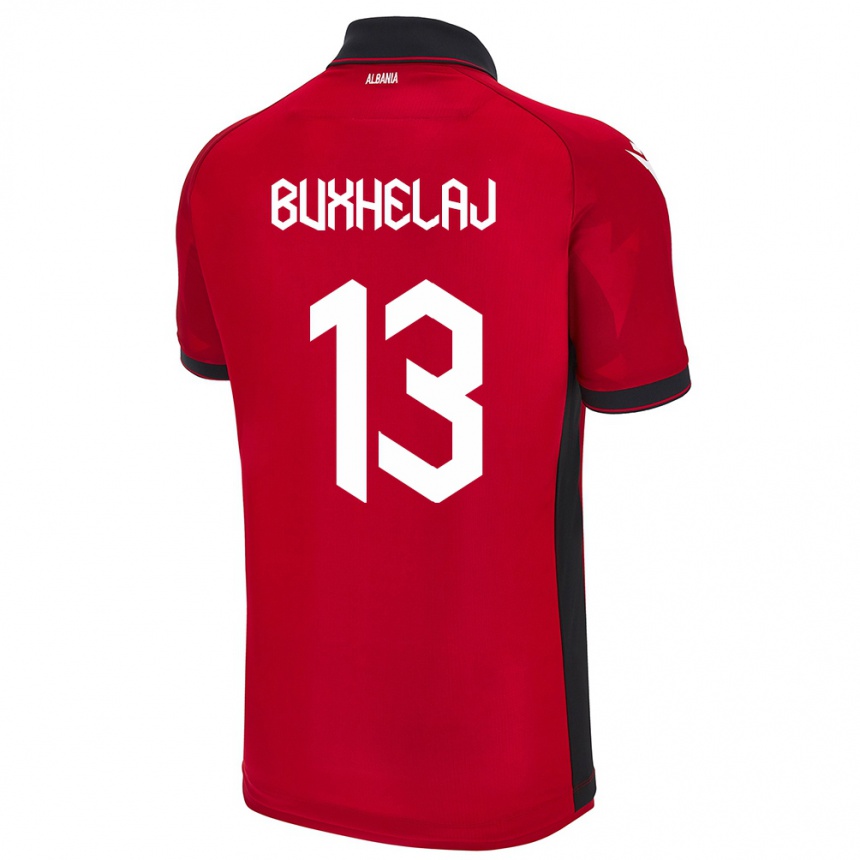 Kids Football Albania Paulo Buxhelaj #13 Red Home Jersey 24-26 T-Shirt Uk