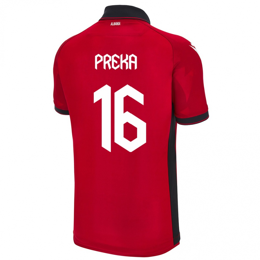 Kids Football Albania Marcelino Preka #16 Red Home Jersey 24-26 T-Shirt Uk