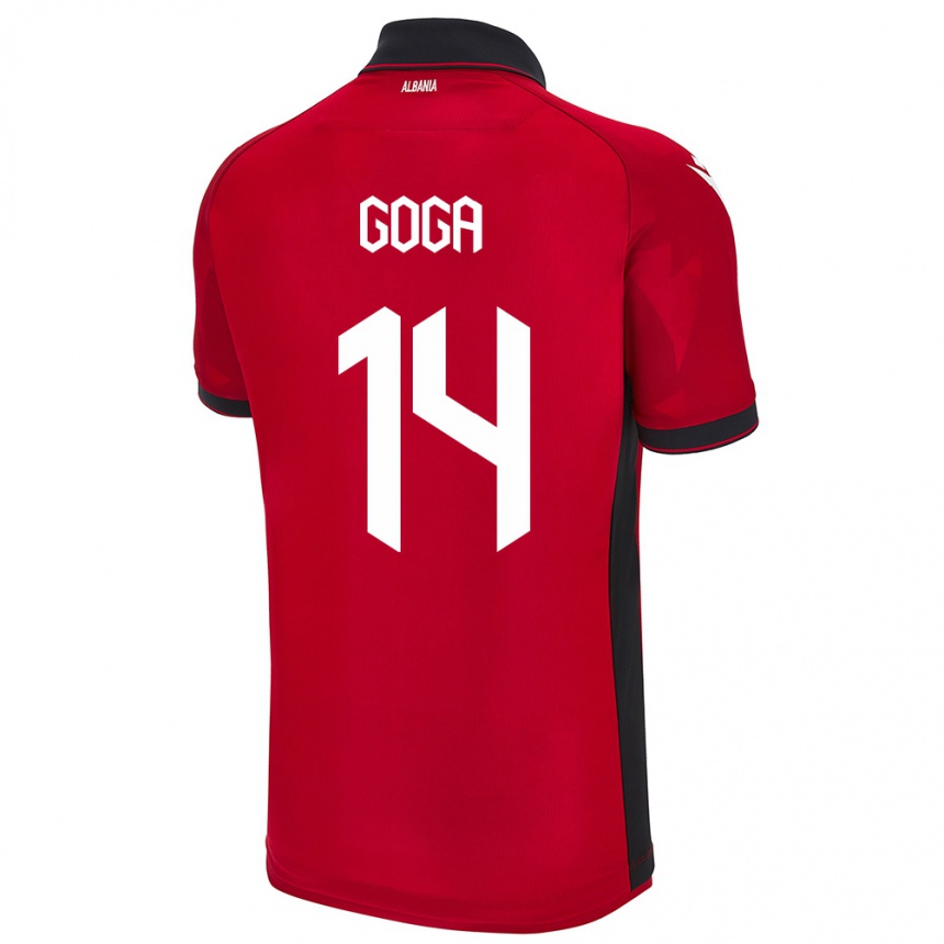 Kids Football Albania Ergi Goga #14 Red Home Jersey 24-26 T-Shirt Uk