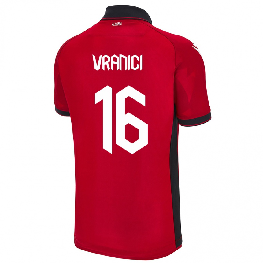 Kids Football Albania Dean Vranici #16 Red Home Jersey 24-26 T-Shirt Uk