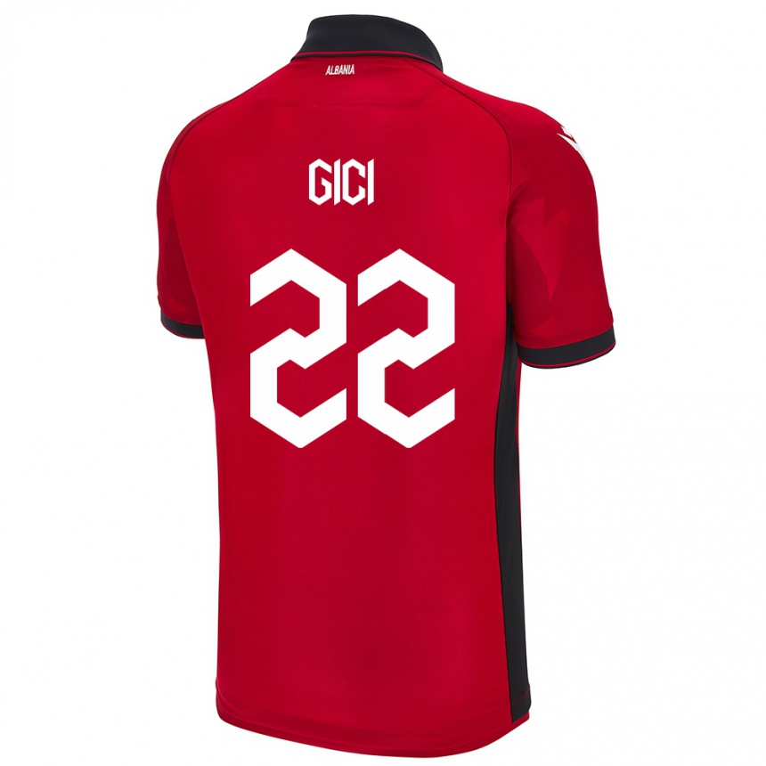 Kids Football Albania Matias Gici #22 Red Home Jersey 24-26 T-Shirt Uk