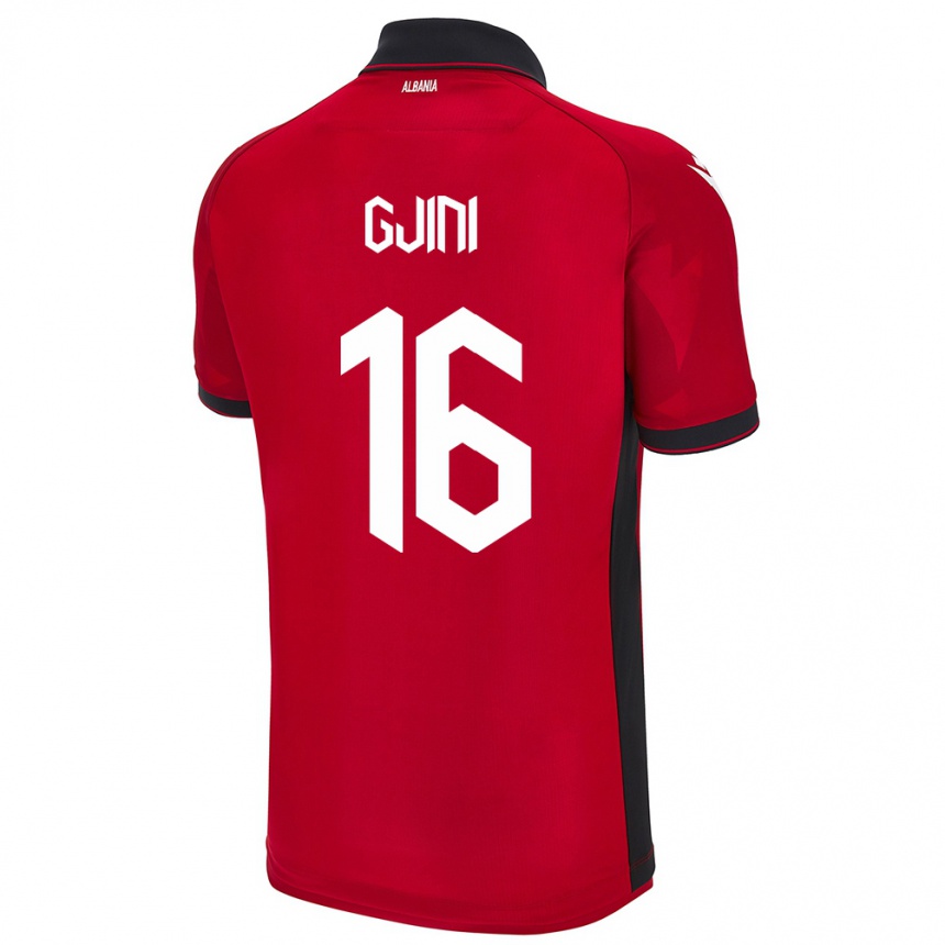 Kids Football Albania Luçije Gjini #16 Red Home Jersey 24-26 T-Shirt Uk