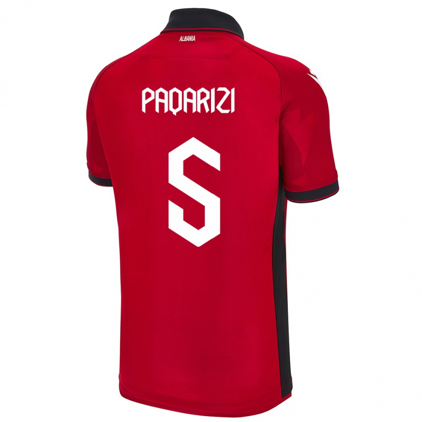 Kids Football Albania Vesa Paqarizi #5 Red Home Jersey 24-26 T-Shirt Uk