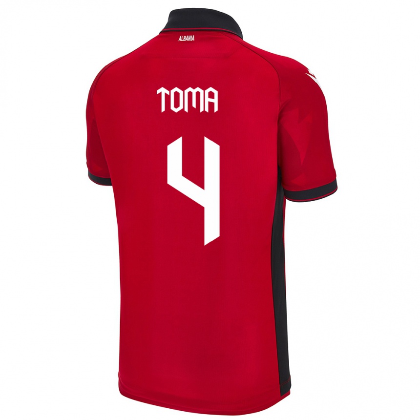 Kids Football Albania Stella Toma #4 Red Home Jersey 24-26 T-Shirt Uk