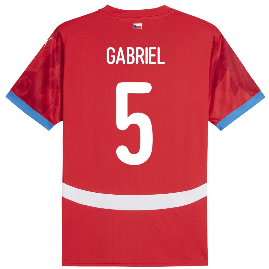 Kids Football Czech Republic Adam Gabriel #5 Red Home Jersey 24-26 T-Shirt Uk