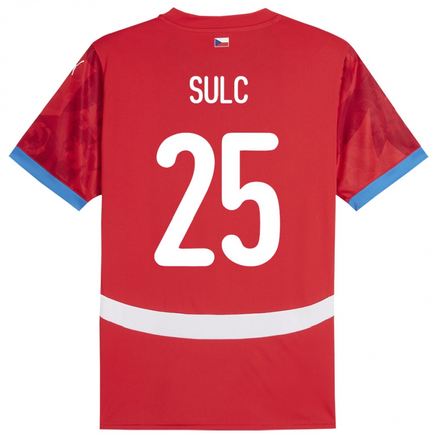 Kids Football Czech Republic Pavel Sulc #25 Red Home Jersey 24-26 T-Shirt Uk