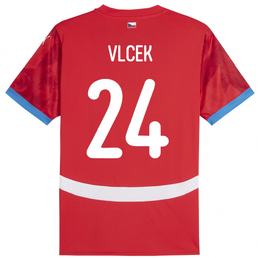 Kids Football Czech Republic Tomas Vlcek #24 Red Home Jersey 24-26 T-Shirt Uk