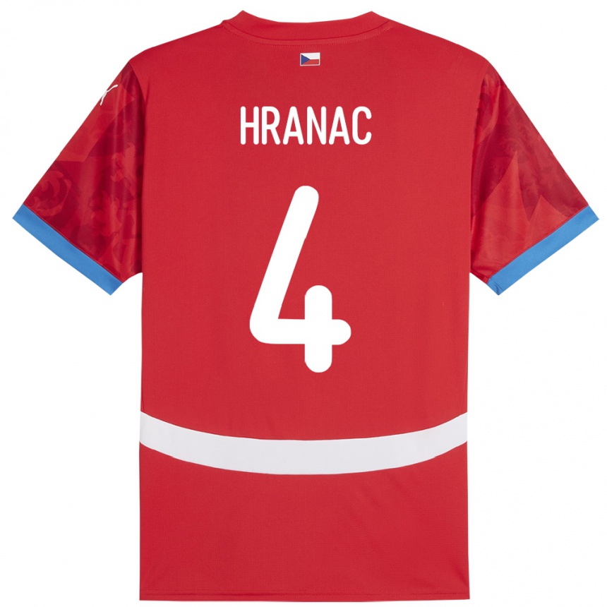 Kids Football Czech Republic Robin Hranac #4 Red Home Jersey 24-26 T-Shirt Uk