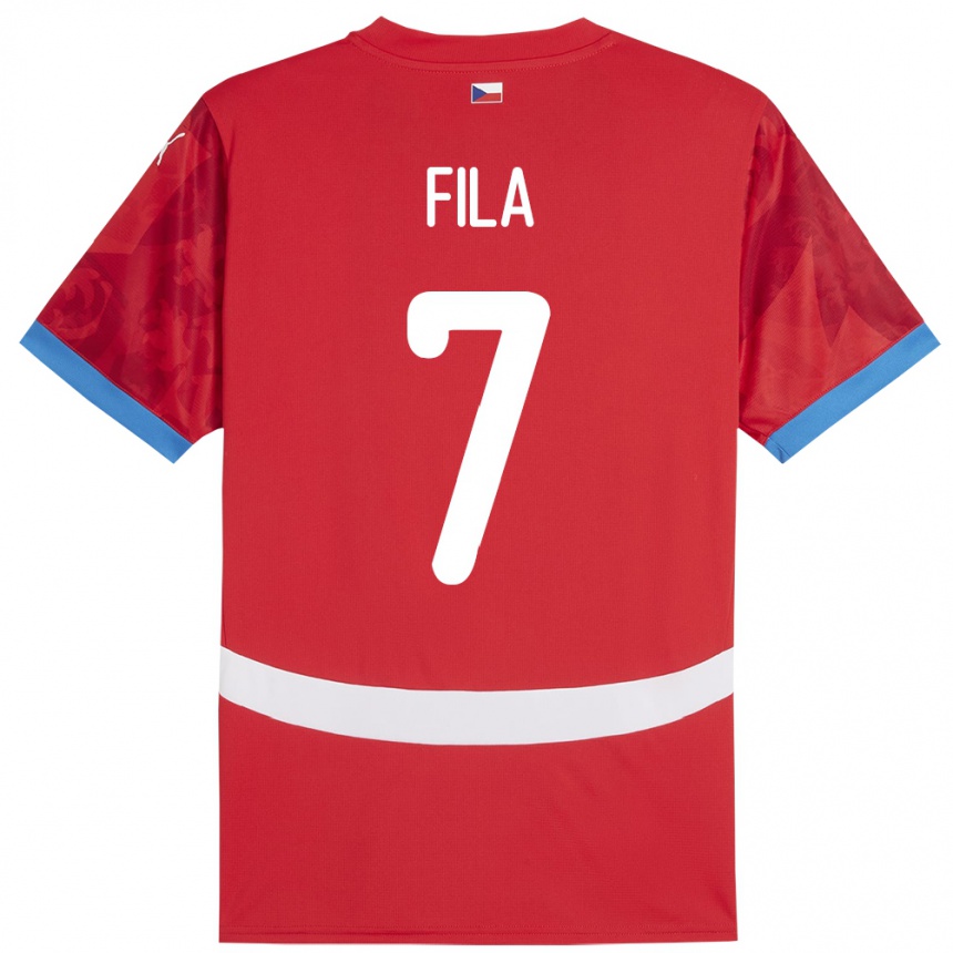 Kids Football Czech Republic Daniel Fila #7 Red Home Jersey 24-26 T-Shirt Uk