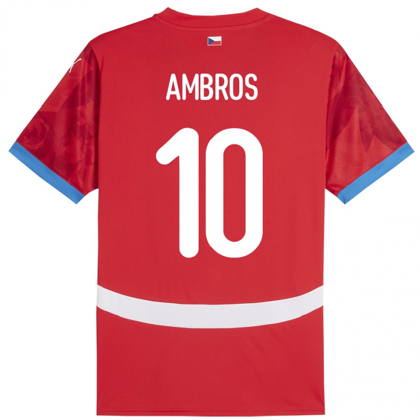 Kids Football Czech Republic Lukas Ambros #10 Red Home Jersey 24-26 T-Shirt Uk