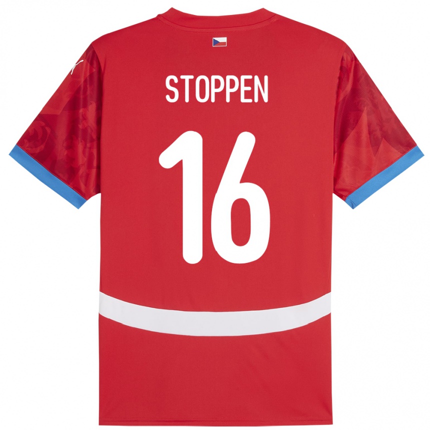 Kids Football Czech Republic Tadeas Stoppen #16 Red Home Jersey 24-26 T-Shirt Uk