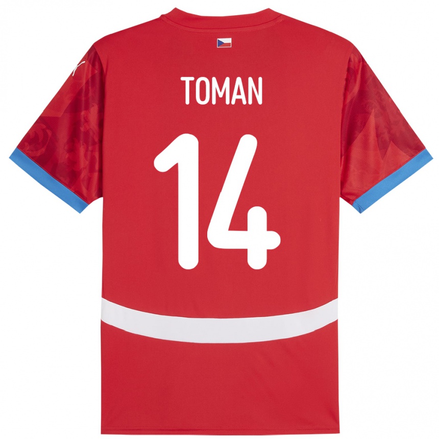 Kids Football Czech Republic Zdenek Toman #14 Red Home Jersey 24-26 T-Shirt Uk