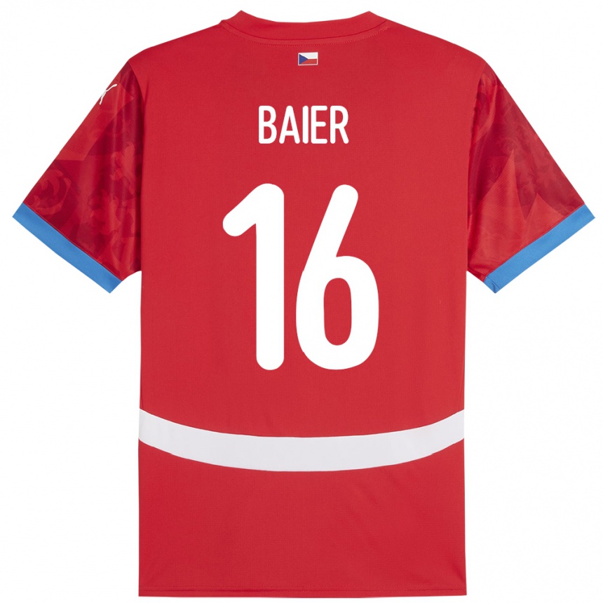 Kids Football Czech Republic Viktor Baier #16 Red Home Jersey 24-26 T-Shirt Uk