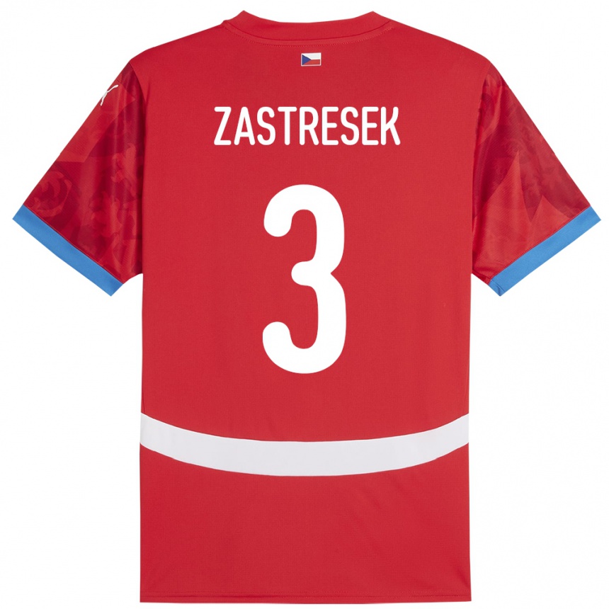 Kids Football Czech Republic Matous Zastresek #3 Red Home Jersey 24-26 T-Shirt Uk