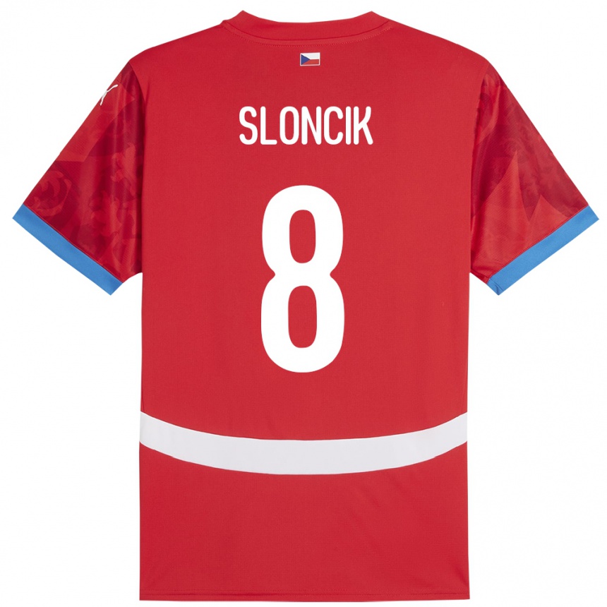 Kids Football Czech Republic Simon Sloncik #8 Red Home Jersey 24-26 T-Shirt Uk