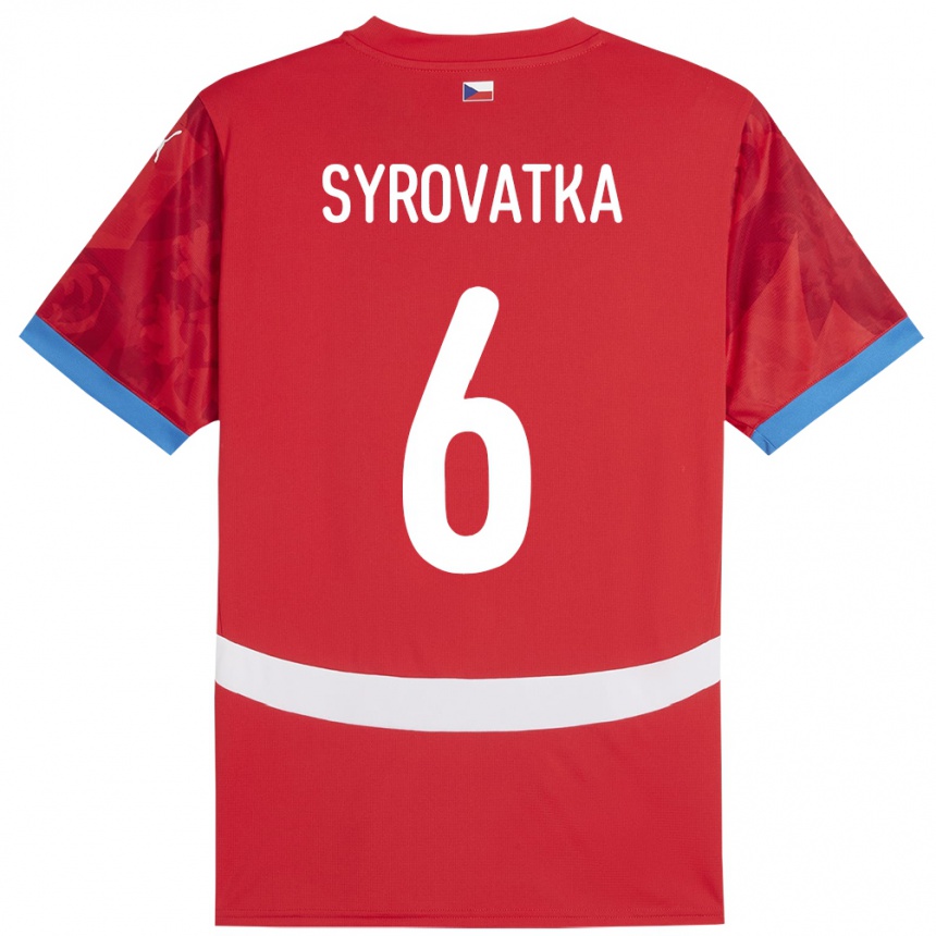 Kids Football Czech Republic Matyas Syrovatka #6 Red Home Jersey 24-26 T-Shirt Uk