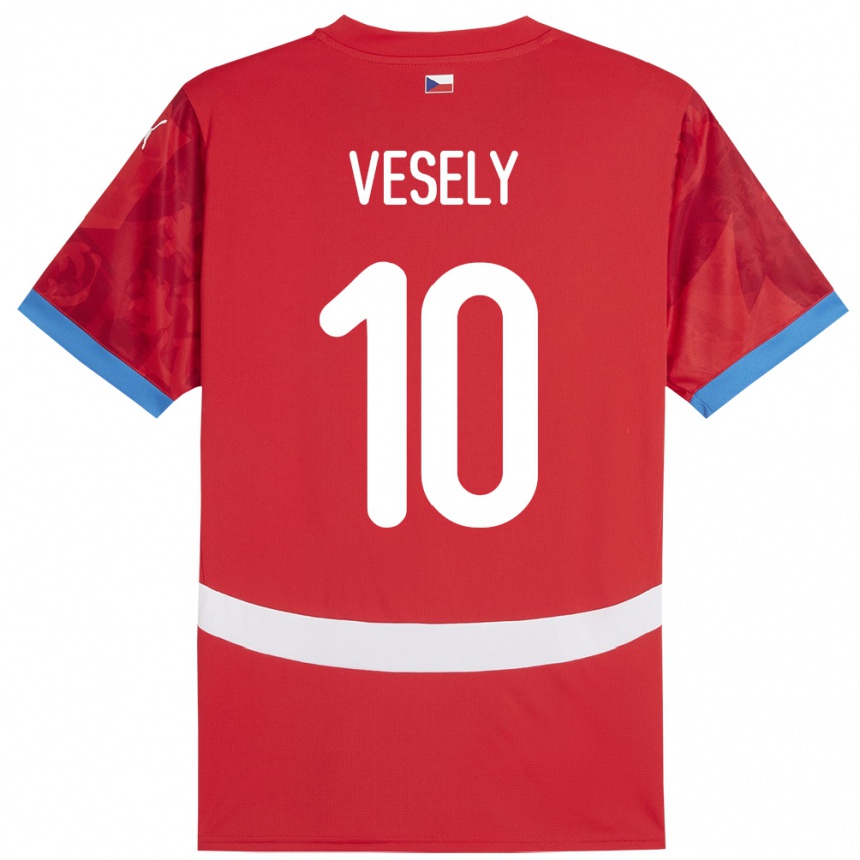 Kids Football Czech Republic David Vesely #10 Red Home Jersey 24-26 T-Shirt Uk