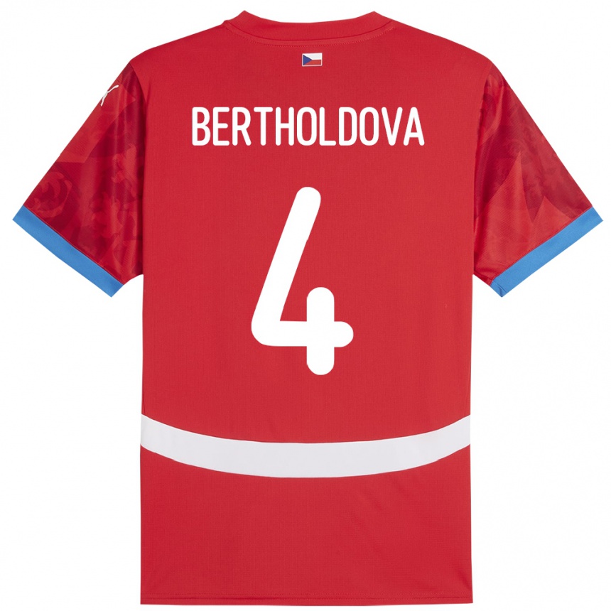 Kids Football Czech Republic Petra Bertholdová #4 Red Home Jersey 24-26 T-Shirt Uk