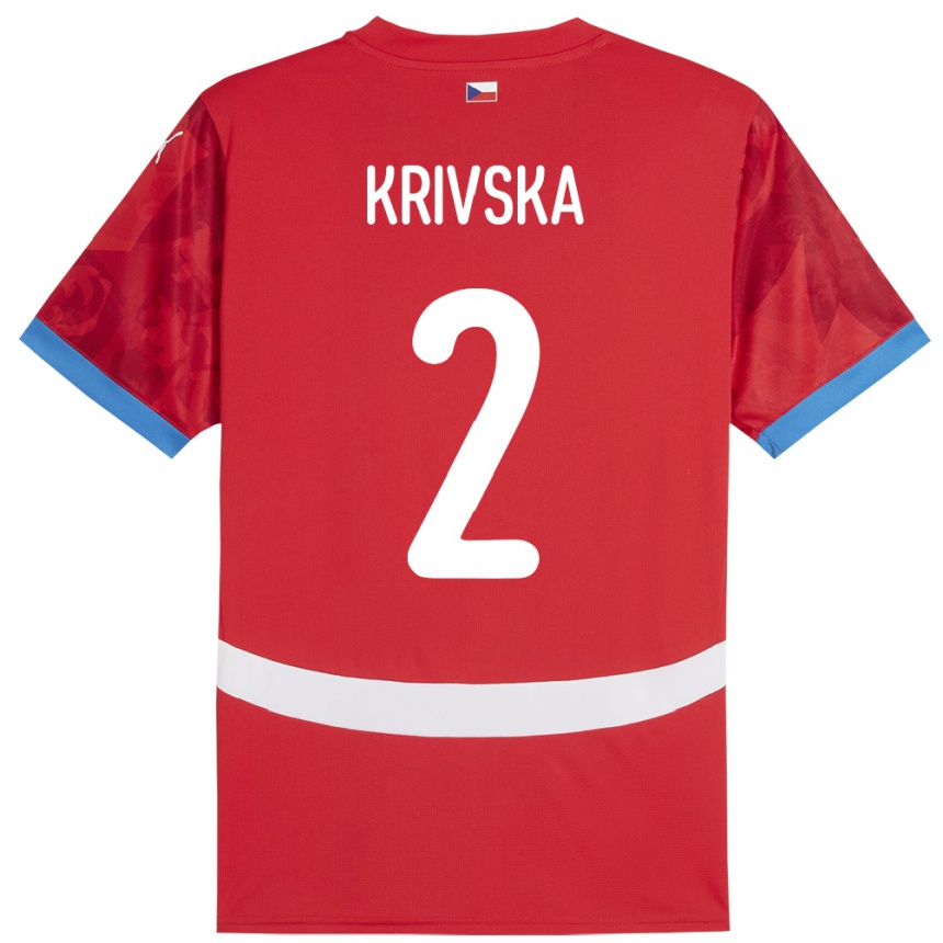 Kids Football Czech Republic Karolína Křivská #2 Red Home Jersey 24-26 T-Shirt Uk