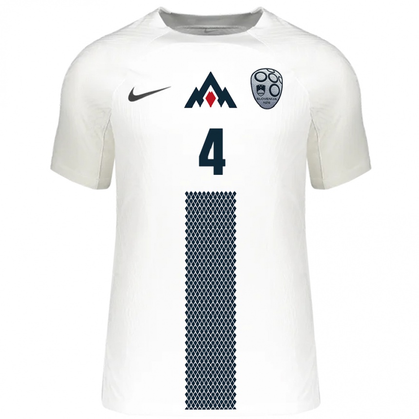 Kids Football Slovenia Mark Kerin #4 White Home Jersey 24-26 T-Shirt Uk