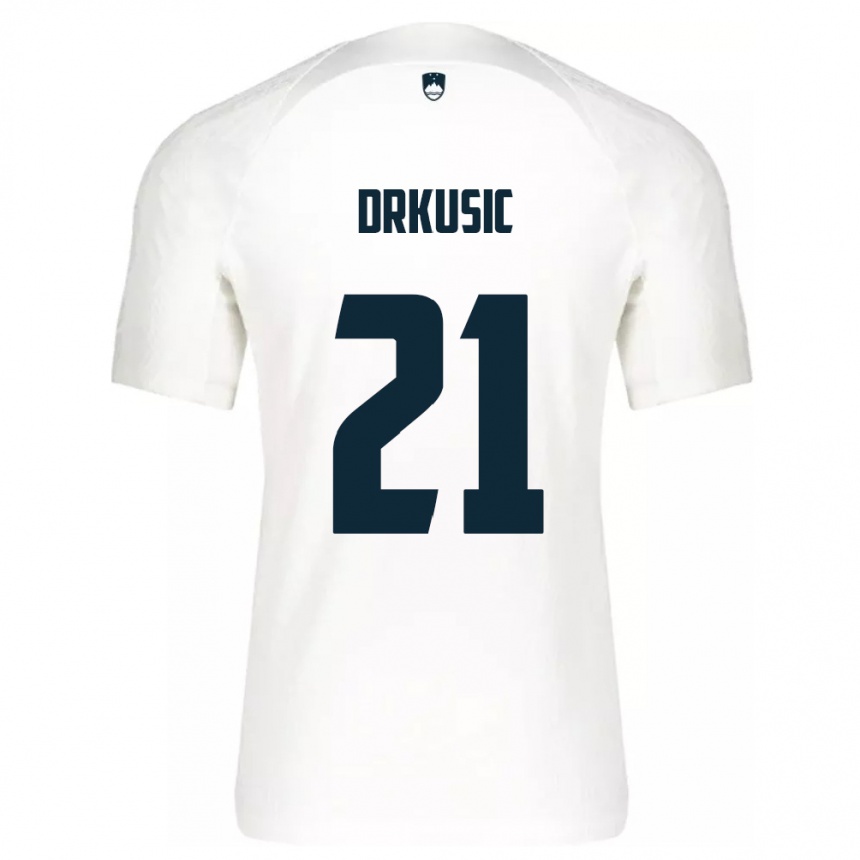 Kids Football Slovenia Vanja Drkusic #21 White Home Jersey 24-26 T-Shirt Uk