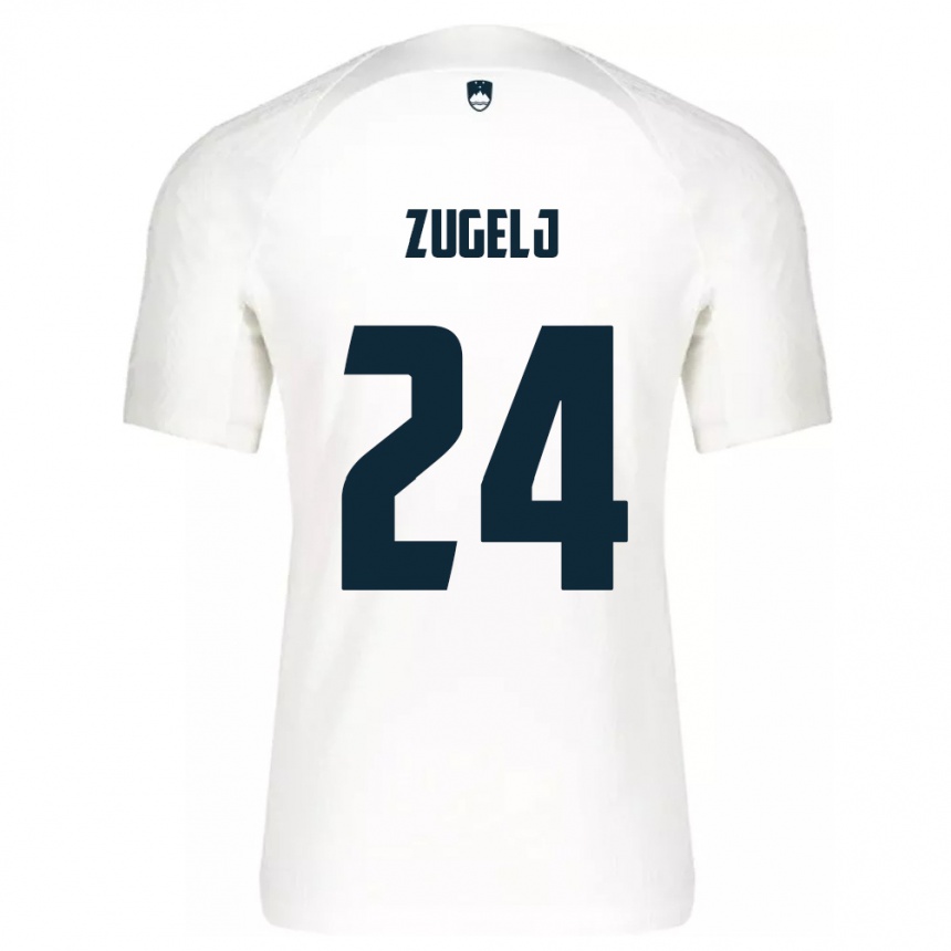 Kids Football Slovenia Nino Zugelj #24 White Home Jersey 24-26 T-Shirt Uk