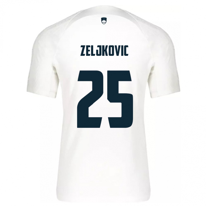 Kids Football Slovenia Adrian Zeljkovic #25 White Home Jersey 24-26 T-Shirt Uk