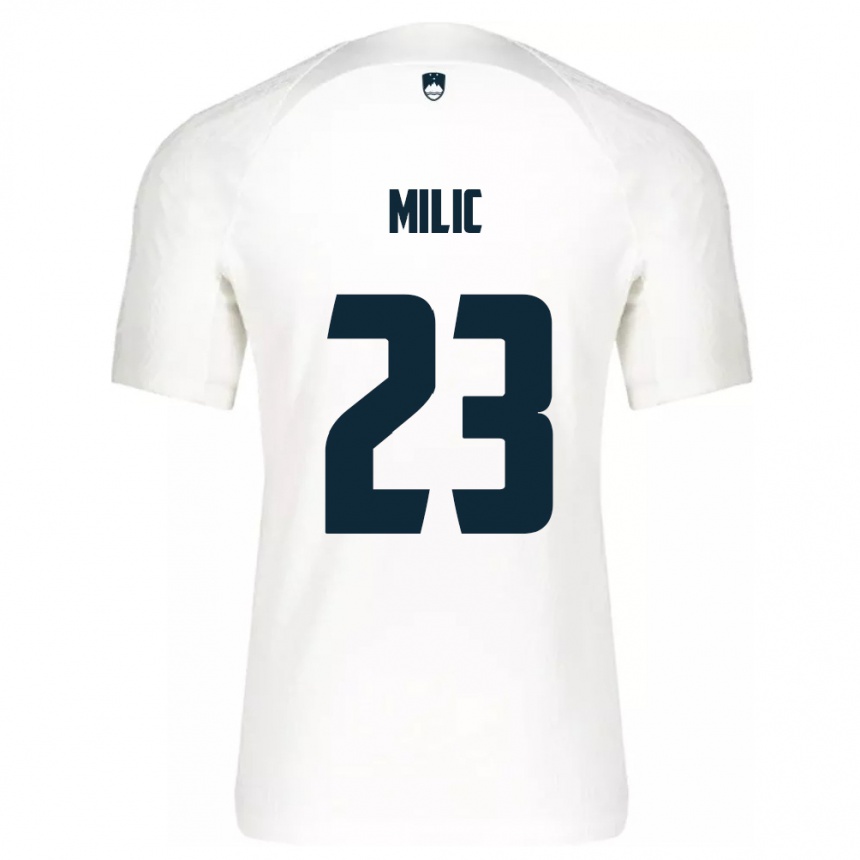 Kids Football Slovenia Nino Milic #23 White Home Jersey 24-26 T-Shirt Uk