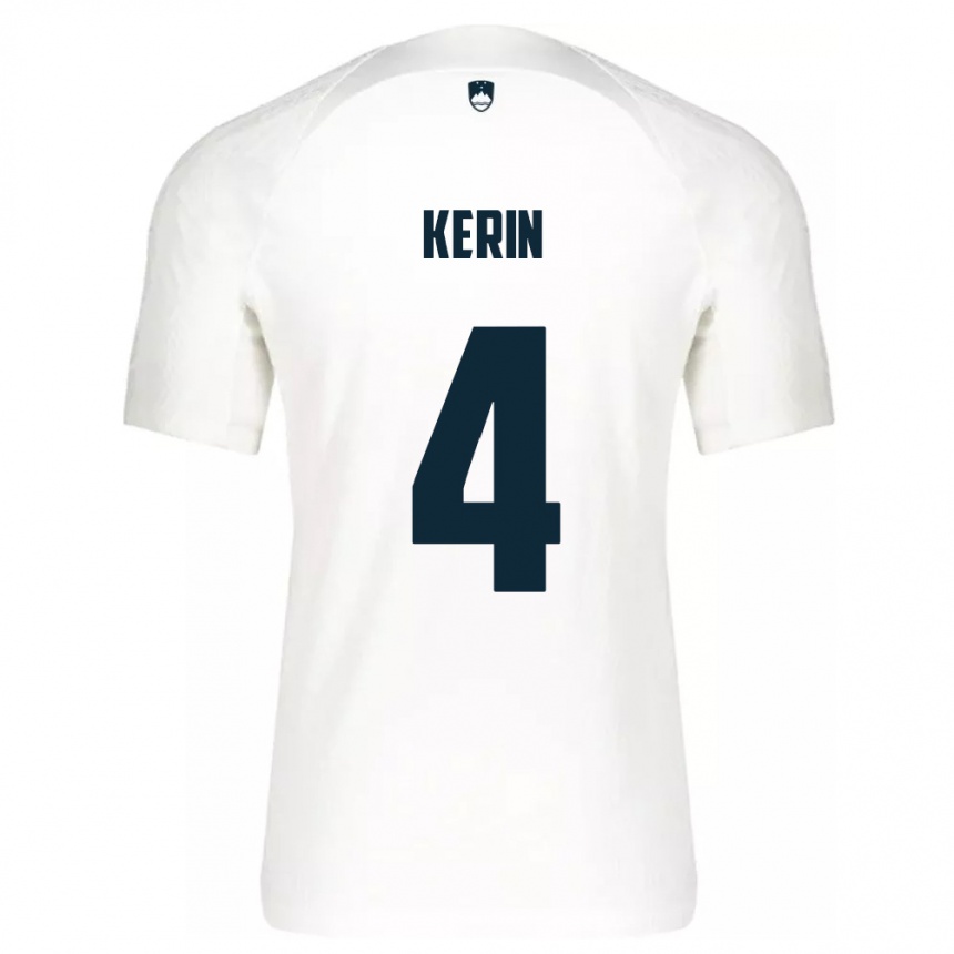 Kids Football Slovenia Mark Kerin #4 White Home Jersey 24-26 T-Shirt Uk