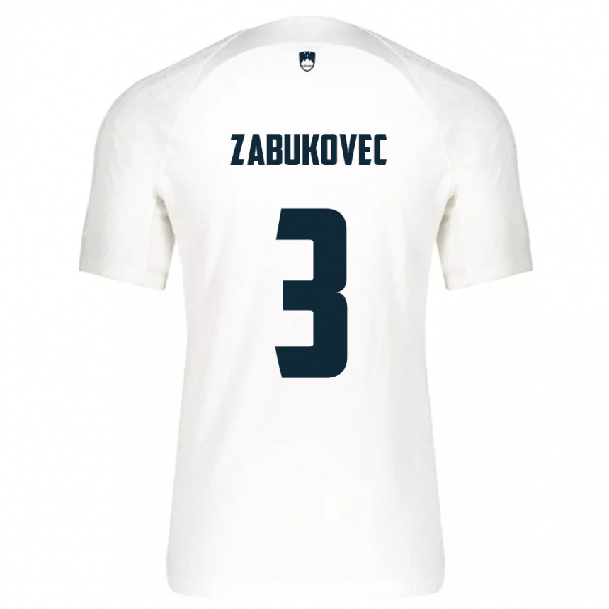 Kids Football Slovenia Anze Zabukovec #3 White Home Jersey 24-26 T-Shirt Uk