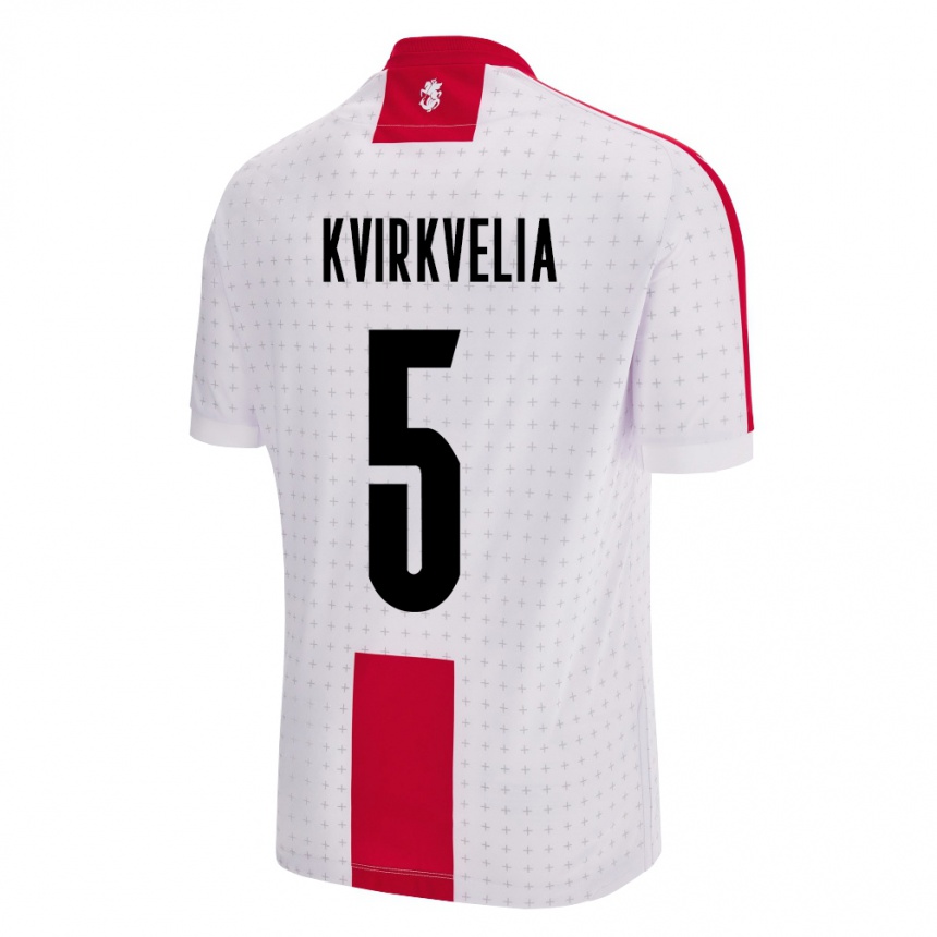 Kids Football Georgia Solomon Kvirkvelia #5 White Home Jersey 24-26 T-Shirt Uk