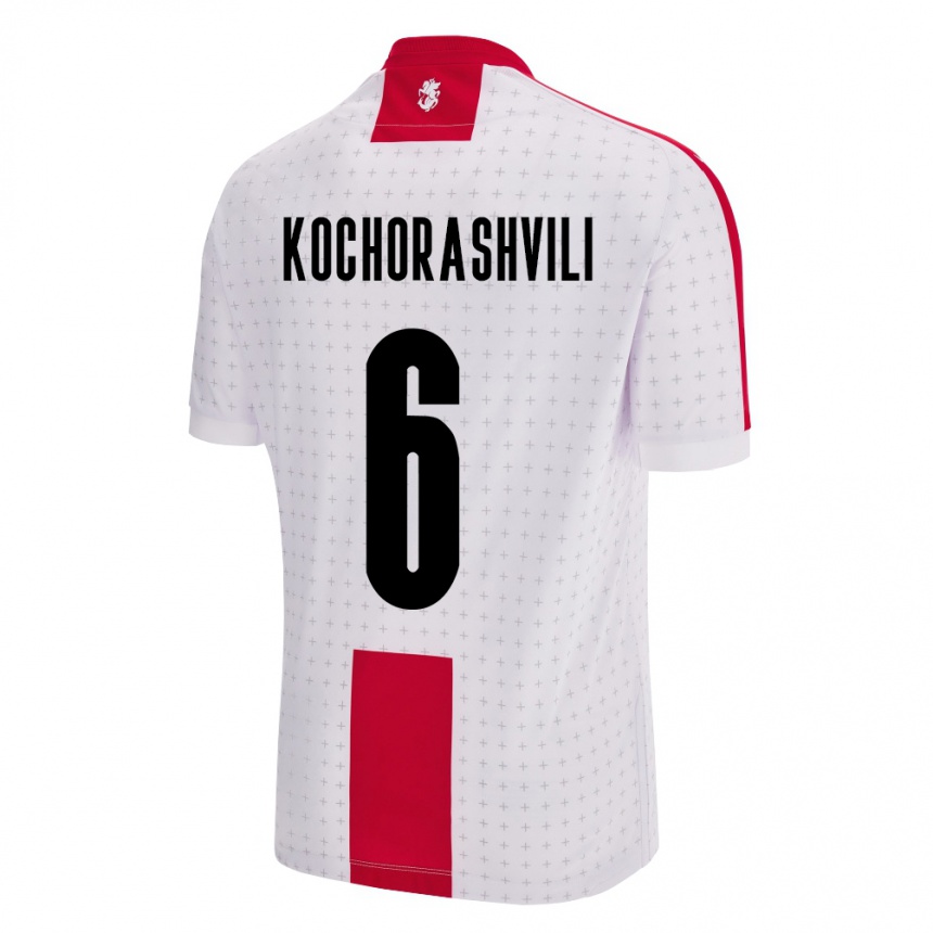 Kids Football Georgia Giorgi Kochorashvili #6 White Home Jersey 24-26 T-Shirt Uk