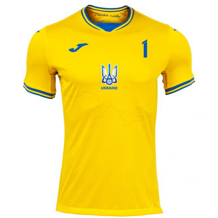 Kids Football Ukraine Nazar Makarenko #1 Yellow Home Jersey 24-26 T-Shirt Uk