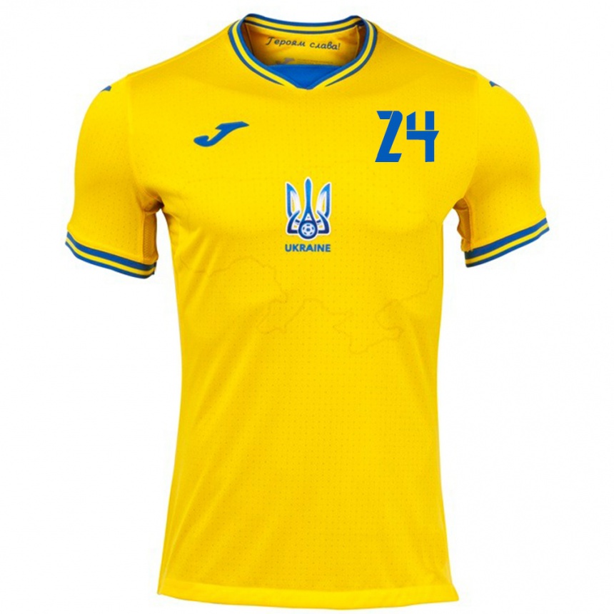 Kids Football Ukraine Oleksandr Tymchyk #24 Yellow Home Jersey 24-26 T-Shirt Uk