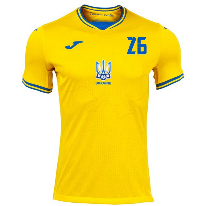 Kids Football Ukraine Bogdan Mykhaylichenko #26 Yellow Home Jersey 24-26 T-Shirt Uk