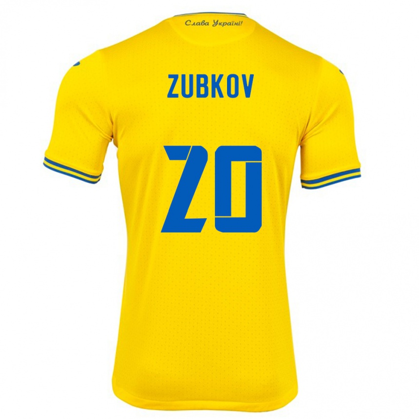 Kids Football Ukraine Oleksandr Zubkov #20 Yellow Home Jersey 24-26 T-Shirt Uk