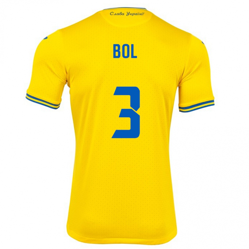 Kids Football Ukraine Anton Bol #3 Yellow Home Jersey 24-26 T-Shirt Uk