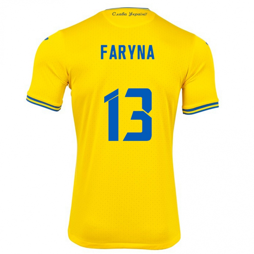 Kids Football Ukraine Maryan Faryna #13 Yellow Home Jersey 24-26 T-Shirt Uk